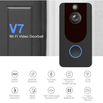 V7 1080p Smart Wifi Video Zvono na Vratima Skladište Vizualni Interfon Noćni Vid Ip Zvono na Vratima Bežična Kamera za Sigurnost Doma