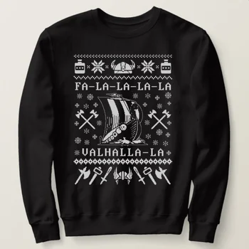 Fa La La Valhalla La Ružno Božićni Pulover Viking'er Dragon Boat Veste od 100% Pamuka Svakodnevni Muška Majica S Kapuljačom Božićna Ulica Odijevanje