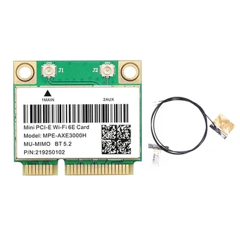 MPE-AXE3000H Wifi Kartica + Antena za Wifi 6E 2400 Mbit/s Mini PCI-E Za BT 5,2 802.11 AX 2,4 G/5G/6 Ghz Mrežna kartica Wlan