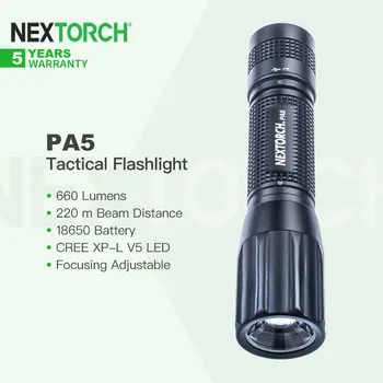 Nextorch PA5 360 ° Fokusiranje Podesivi USB Punjiva ručna Svjetiljka, 660LM baterija 18650 za Kampiranje, Samoobrane, EDC