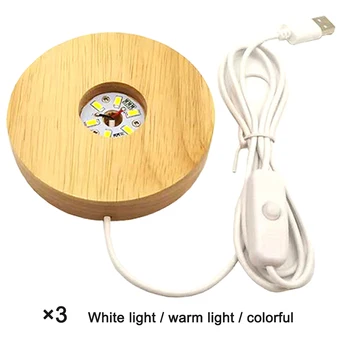 Okrugli drveni okvir, led lampe za čitanje sa USB-prekidač, moderan noćno svjetlo, akril led noćne lampe, držač, prikupljenih podloga