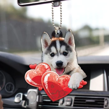 Prekrasan auto privjesak Ovjes na Valentinovo Voli psa Krila anđela akril tiskani obrta za prijatelje i ljubitelje Auto oprema