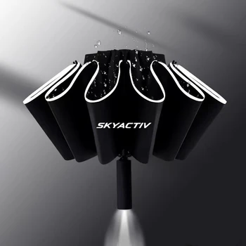 Automatski Kišobran S Led Svjetiljku Sa Reflektirajuća Traka, Obrnut Veliki Suncobran Za Logo Mazda Skyactiv Tehnologija 3 6 CX 5 CX3