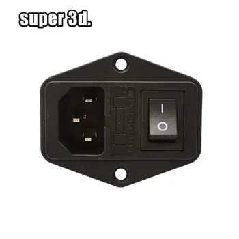 3D Pisač 15A 250 W Prekidač za uključivanje / isključivanje 3 u 1 Utičnica za ac adapter s Кулисным prekidač + Priključak Osigurač + Kabel
