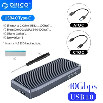 ORICO Thunderbolt 3 LSDT M2 SSD Torbica 40 Gbit/s NVME Telo M. 2 na USB 4.0 Type C 4.0 USB 3.0 SSD Adapter za NVME SSD Box M2V01