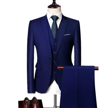 Jakna + hlače + prsluk / Nice Pop Muške poslovne oblikovana odijela, kompleti, Vjenčanica, odijelo-trojka, Blazers, kaput, Hlače, prsluk