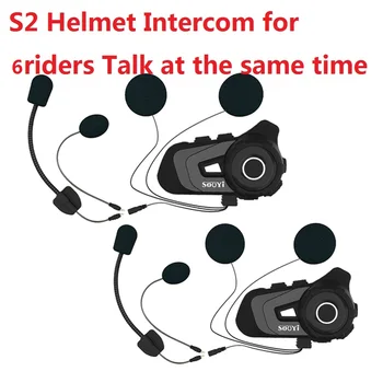 Moto kaciga S2, Bluetooth slušalice za internu komunikaciju, univerzalni uparivanje za druge marke, 6 trkača, govore istovremeno, FM radio