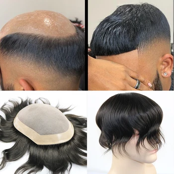 Trajni vlasulja za muškarce, zamjena sustava ljudske kose, tanka моношиньон, поликожный NPU oko muškog vlasulja od monofilament