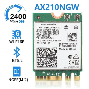 AX210 AX210NGW Mrežna kartica M. 2 NGFF 2,4 Ghz /5G WI-FI 6E 2400 Mbit/s Wifi Kartica 802.11 Ax Bluetooth 5,2 Wifi Adapter
