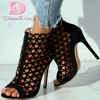 DoraTasia, Novi trendi ženski seksi sandale-gladijatori s otvorenim vrhom, ljetni šuplje cipele, sandale na tankim visokim potpeticama, ženska obuća za stranke, ženske cipele