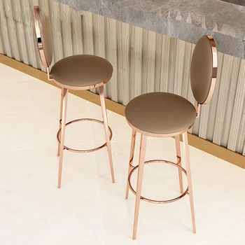 Jednostavan luksuzni bar stolica od nehrđajućeg čelika, visoka stolica s nordijskim naslonom, stol stolica s naglaskom, uredski namještaj internet poznate osobe