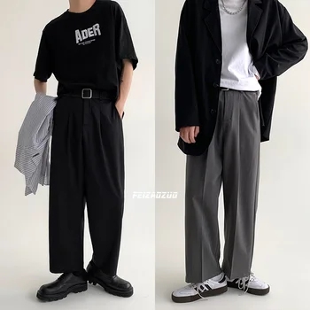 Ljetni tanke odijelo hlače, muške modne socijalne gospodo modeliranje hlače, korejski slobodne ravne hlače, muške office službeni hlače plus size 5XL
