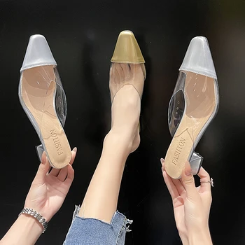 Novost 2023 godine, proljeće male zlatne papuče s trga liniju, donje kaput, modni svakodnevne uredske sandale na visoku petu cipele, ženske cipele