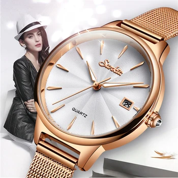 Ženske kvarcni sat Elgant, ženske jednostavne ručni satovi luksuzni brand, narukvica, ženske, vodootporan modni satovi sa datumom, nehrđajući čelik