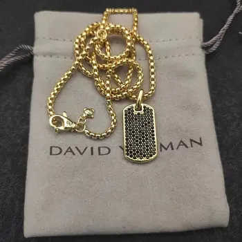 Nova ogrlica s privjescima DAVID, gospodo najbolji pokloni, roman izduženi tag s dijamantima, posrebreni ovjesa, pribor za par