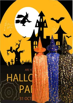 Kostimi za Halloween, plašt čarobnjaka, vještica, накидка, ogrtač, kapu s остроконечной šeširom, haljina za косплея za djevojčice i dječake kaputi za zurke u povodu dana rođenja djece