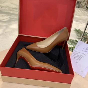 Kvalitetne ženske cipele na visoku petu, luksuzne modne ženske cipele sa crvenim potplatima sa sjajnim kristalima, klasične dizajnerske cipele u retro stilu s visokim petama od 10 cm 0317HJ