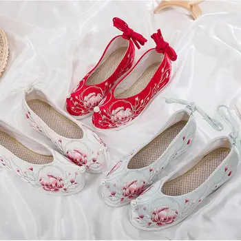 Proljeće-ljeto ženske cipele ravnim cipelama s vezom u kineskom stilu za žene