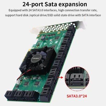 Adapter PCIE SATA S 4x16x Na 20/24 Priključnica PCI-E Kontroler Kartica za Proširenje PCI Express S 4X16X Utora Za dodatne kartice Od Hlađenja ventilator