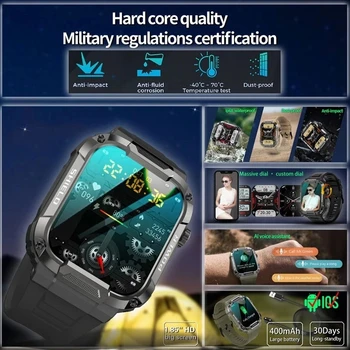NOVE snažne vojne pametnih satova za muškarce za Android, IOS, fitness sat Ip68, vodootporan 1,85-inčni pametni sat s glasovnim BT-izazov AI 2023