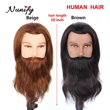 Nunify 100% Pravi Trening Lutka Glava Muškarci S Bradom Praksa Šišanje Kose Frizura Salon Frizer Muški Perika Glave