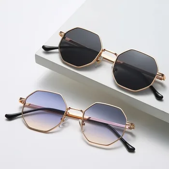 TGCYEYO Luksuzni trg sunčane naočale muške, ženske modne male sunčane naočale u многоугольной metalne vintage retro-ivicom