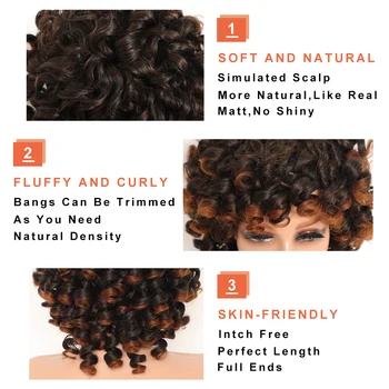 Sintetička afro curly perika od elastične кудрявой resama, kratki crni krzneni periku s šiške, prirodne slobodnu kovrčava kosa crne žene