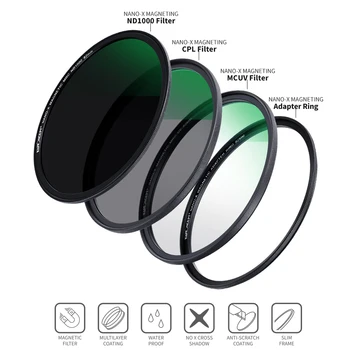 K & F Concept Komplet magnetskih filtera ND1000 MC UV CPL filter ultra-tanki Jednostavna Instalacija Objektiva Kamere i poklopac za filter 49 mm 52 mm 55 mm, 58 mm