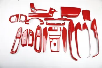 23x karbonskih vlakana/crvena ABS auto središnja konzola vrata prozor podignite poklopac poklopac završiti komplet naljepnica pogodan za Honda FIT 2021-2022