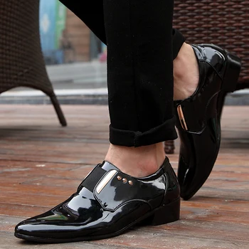 Nove muške, Kožne cipele Crne boje, Modni Proljeće-jesen Poslovne Kožne cipele u britanskom stilu sa oštrim vrhom 38-46, besplatna dostava, Trend Gospodo S