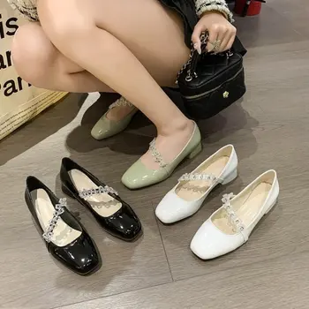 Korejski cipele, ženske cipele, oxfords s trga vrhom u britanskom stilu, ženske haljine 2024, udobna kožna retro-godišnja novost Med