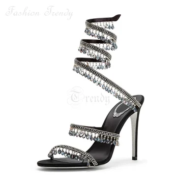 Ženski luksuzni šarene sandale na ukosnica, zlatne saten, svila, sandale s okruglim vrhom, cipele za stranke