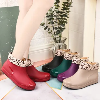 Trendi ženski vodootporne cipele s kratkom cijevi, нескользящие, obložen vodootporne cipele, topla kaljače, udobne cipele otporan na habanje