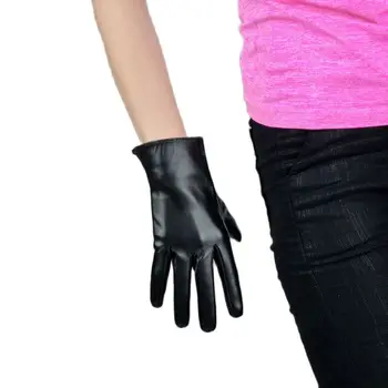 kožne rukavice 40 cm, ženske, srednje dužine, mat crne ženske rukavice od umjetne kožuh, rukavice za noćnog kluba, večernji, cosplay HPU13