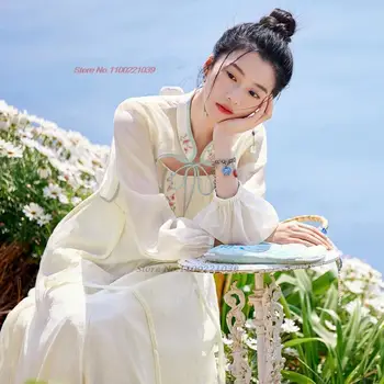 2023 haljina ханфу, odijelo za narodni ples, kineska tradicionalna nacionalna kaput + komplet haljina na trake, haljina princeze s drevnim cvjetni vez