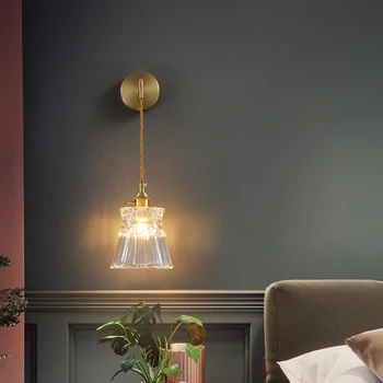 Stakleni cvijet, noćni bra spavaće sobe, retro, svježe bakar, moderna минималистичное ukras, zidne lampe za dnevni boravak u skandinavskom stilu