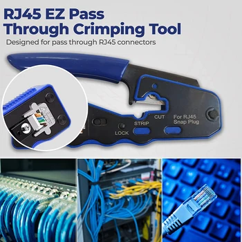 Crimping alat ZoeRax RJ45 Prolazni uvijati rezač za Cat6a Cat6 kabel Cat5 Cat5e modularni priključak 8P8C Ethernet crimping alat