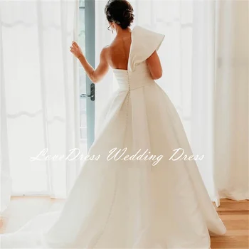 Donje vjenčanicu trapeznog oblika na jedno rame LoveDress, jednostavna vjenčanje haljina s otvorenim leđima i gumbe, Vestidos De Noiva