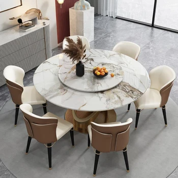 Talijanski stol od meke luksuzne kamene ploče na gramofon, moderna jednostavan namještaj za dom kuhinjski stol i stolice