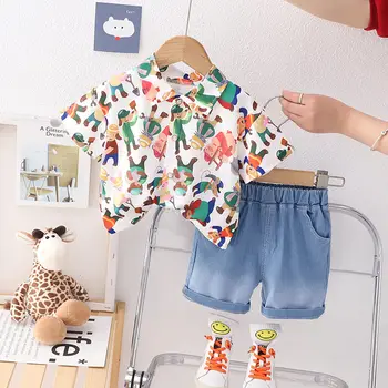 Nova ljetna odjeća za djevojčice i dječake, košulju s cvjetnim uzorkom, kratke hlacice, 2 kom./compl., dječji pamuk odijelo za djecu 0-6 godina