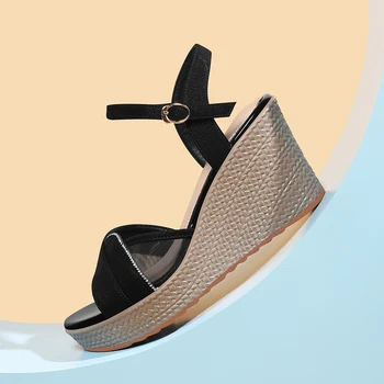 Ženske sandale танкетке antena mreže 8 cm, ljetni modni ženske cipele od umjetne kože, prozračna, na visoku petu, ukusan ženske cipele sa sjajnim kristalima