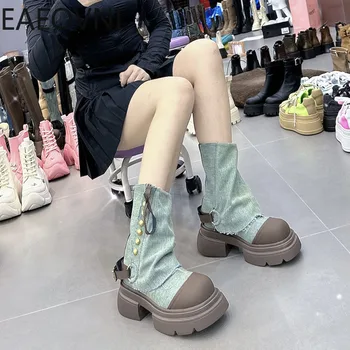 Zimske Dizajner Ženske Čizme; Mondeno Cipele na platformu s debelim Potplatima, bez-uvezivanje; Ženske Elegantne Kratke čizme Morder