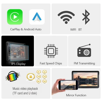 7-inčni IPS Univerzalni 5GWIFI Auto Radio Media Player Wireless Carplay Bežični Android Auto Zaslon Osjetljiv na dodir Bluetooth 5,0