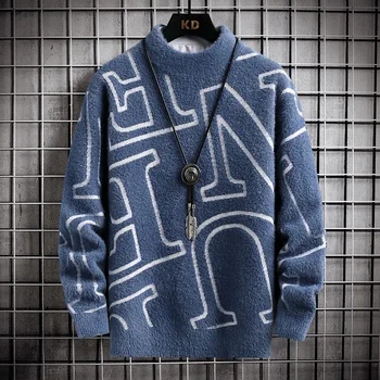 2023 Jesensko-zimskih modnih pulover okruglog izreza, gospodo slobodne svakodnevne novi moderan debeli topli puloveri, gospodo puloveri, veličina M-XXXL 8233