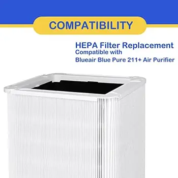 Uklonjivi filter Pure 211 + Kompatibilan s pročišćivač zraka Blueair Blue Pure 211+, sa складывающимися čestica HEPA i zamjena dioksida