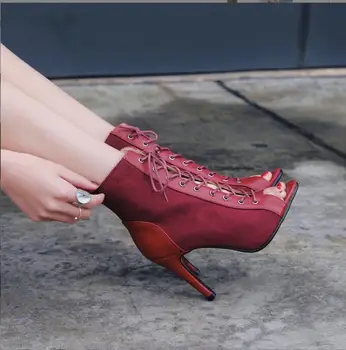 Novi ukusan trendi ljetne sandale, ženske čizme na petu, spring crvene cipele-brod na čipka-up, cipele za zabave, kvalitetne parhet ženske cipele