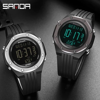 Mens SANDA Sport mjeri tjelesnu temperaturu, ekološki termometar, led digitalni ručni sat za muškarce, vodootporan mens watch