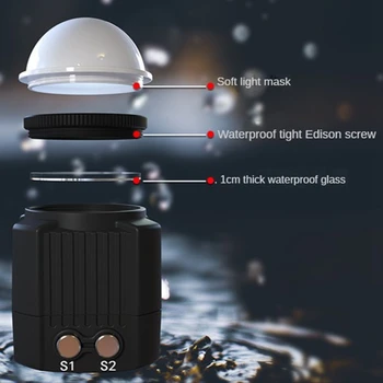 2000ЛМ mini-rasvjeta za snimanje na otvorenom za akcijske kamera Gopro i telefona, 40-metarski vodootporne led svjetiljke za ronjenje