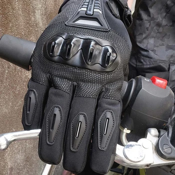 Moto rukavice za zaslon osjetljiv na dodir muške zimske vodootporne нескользящие rukavice na cijeli prst, prozračne rukavice za moto vožnje od karbonskih vlakana
