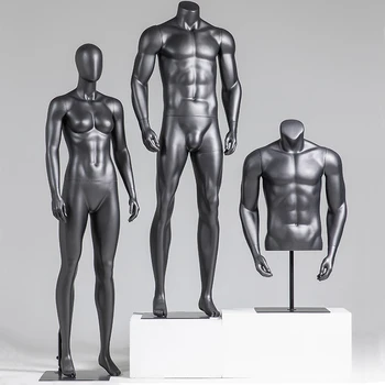 Crno-sivi stalak za мускулистых muškaraca i žena, sportski lutka cijelog tijela za sportsku odjeću, rekvizite za prikazivanje odjeće, lutka-model